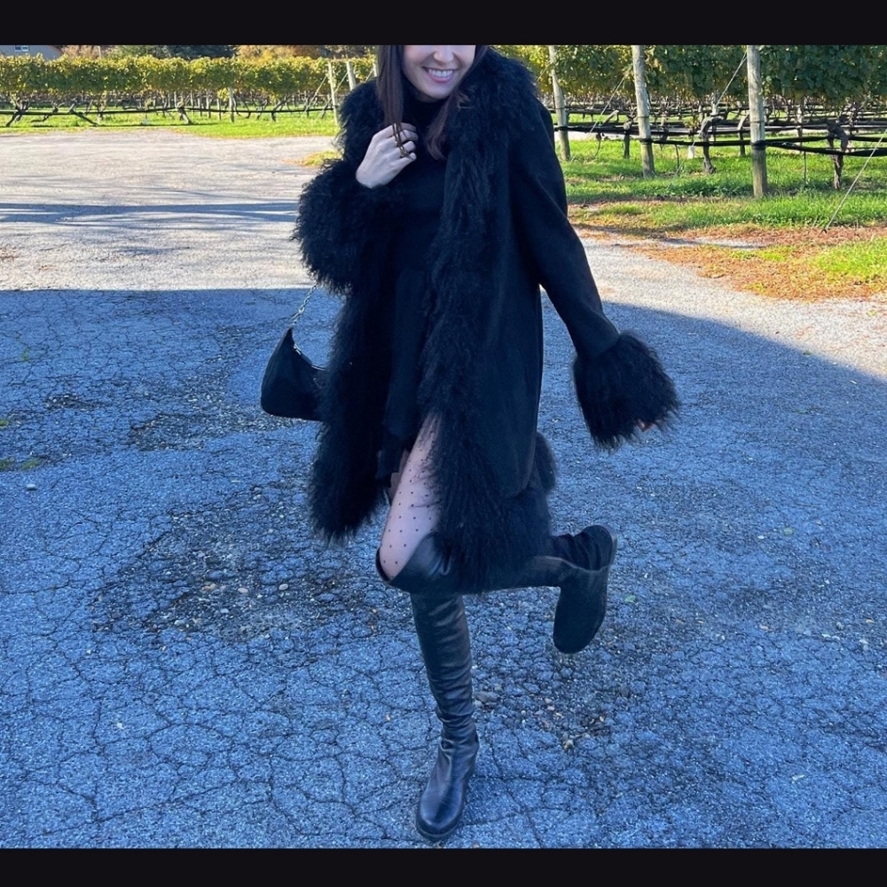 {Etsy} Chic Black Suede Pennylane Coat